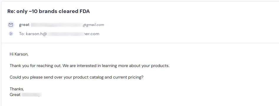 Retailer reply from Sesh Products